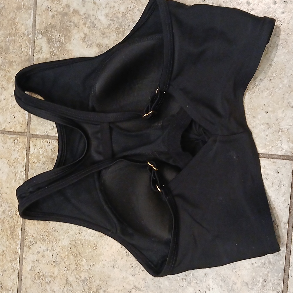 Kona Sol Women's Longline swim Bikini top fuller coverage Black Size S - Picture 5 of 7